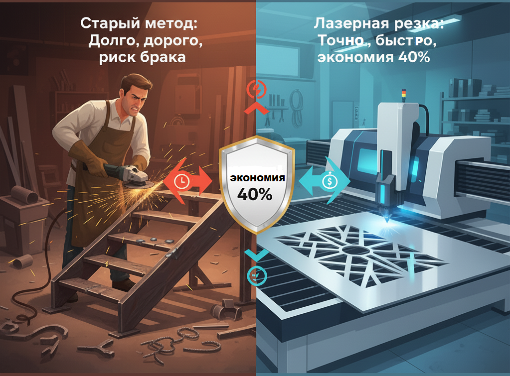 экономия при лазеной резке металла до 40% Лазерная резка металла